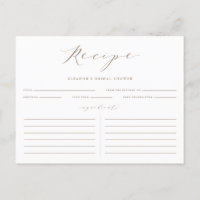 Taupe Minimalistisches Brautparty Rezept Karte
