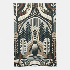 Taupe Mocha Elfenbeinpinguinwald mit Arkaden Geschirrtuch