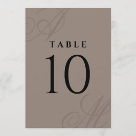 Taupe Modern Edge Elegante Monogram-Tischnummern