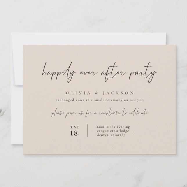 Taupe Modern glücklich immer nach der Party Einlad Einladung (Vorderseite)