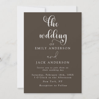 Taupe Moderne Élégance Faire-part de mariage chic