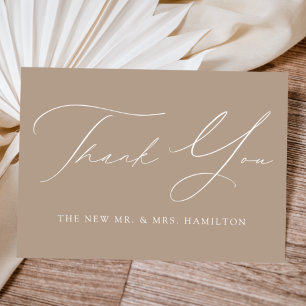Taupe Moderne Elegance Hochzeit Dankeskarte