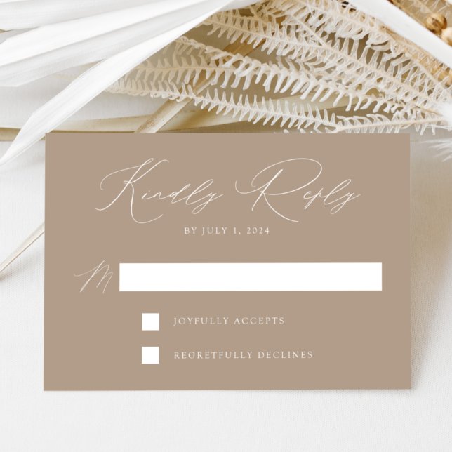 Taupe Moderne Elegance Hochzeit RSVP Karte (Von Creator hochgeladen)