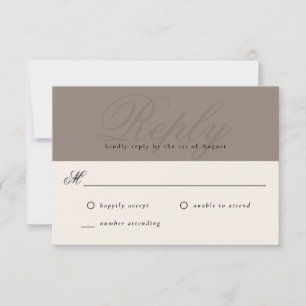 Taupe Moderne Élégant Monogramme minimal RSVP