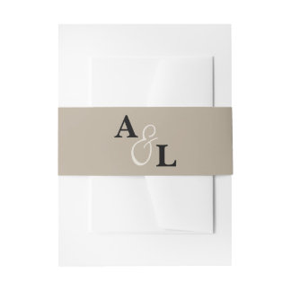 Taupe Monogram Ampersand Personalisierte Hochzeit Einladungsbanderole