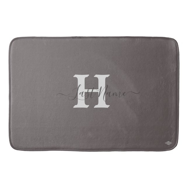 Taupe Monogram Bath Mat HAMbyWG Badematte (Vorderseite)