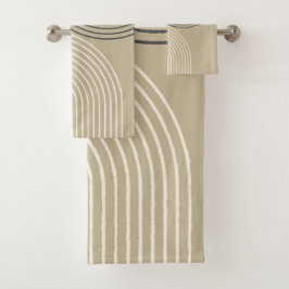 Taupe-Neutral-Minimalistisch Badhandtuch Set