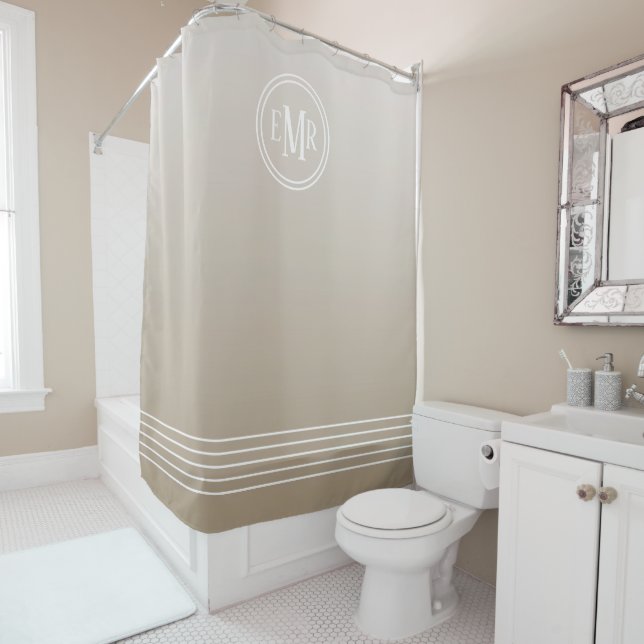 Taupe Ombre Mit Monogramm Duschvorhang (Beispiel)