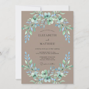 Taupe Organische Botanische Hochzeit Einladung