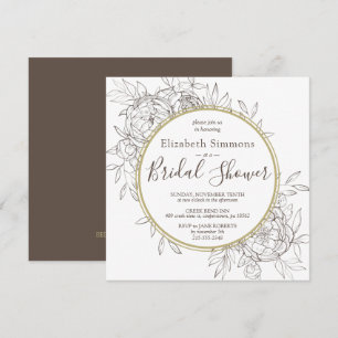 Taupe Peony Floral Modernes Brautparty Einladung