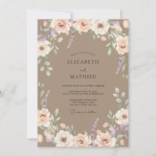 Taupe-Pfingstrosen-Eukalyptus-Hochzeit Einladung