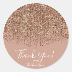 Taupe Pink & Bronze Gold Glitzer Glam Gastgeschenk Runder Aufkleber