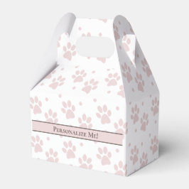 Taupe & Pink Paw Print - Personalisiertes Party Geschenkschachtel