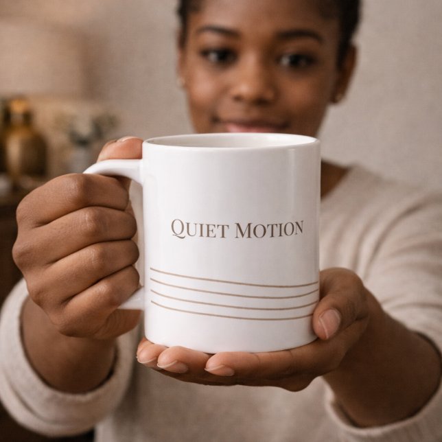 Taupe Quiet Motion Classic Mug, 11 oz Kaffeetasse (White ceramic meets refined taupe lines for thoughtful everyday sipping.)