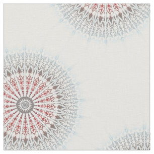 Taupe Red Blue White Mandala Stoff