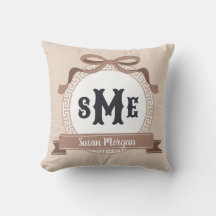 Taupe Reverse Griechischer Schlüssel Bow Monogram