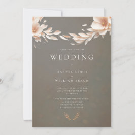 Taupe Rosa Blütenhochzeit Einladung