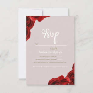 Taupe-Rosa Rote Aquarell-Rosen Moderne Hochzeit RSVP Karte