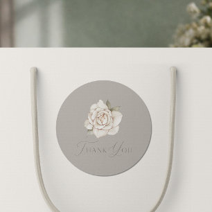 Taupe-Rosen-„Danke“-Hochzeit Runder Aufkleber
