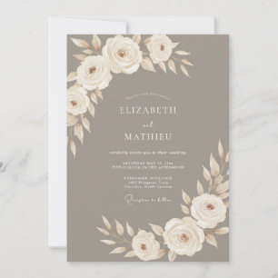 Taupe Serene Neutrale Hochzeit Einladung