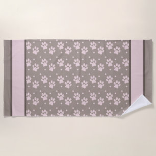 Taupe & Serviette de plage Empreinte de patte rose