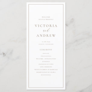 Taupe Simple Typografy Formal Wedding Programm