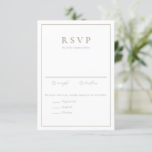 Taupe Simple Typografy Formal Wedding RSVP Karte