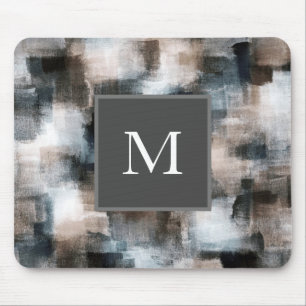 Taupe Slate Brushstrokes Mousepad