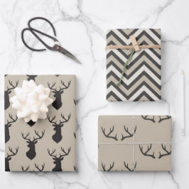 Taupe Stag Kopf und Geweih Geschenkpapier Set