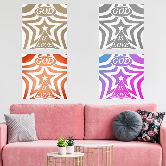 Taupe Star Poster Print - Neutral "God Is Love"  Bilderwand Sets (Wohnzimmer)