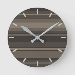 Taupe Streifen Runde Wanduhr