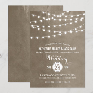 Taupe String Lights Hochzeitseinladung Einladung