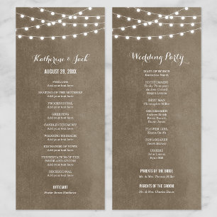 Taupe String Lights Hochzeitsprogramm Programm