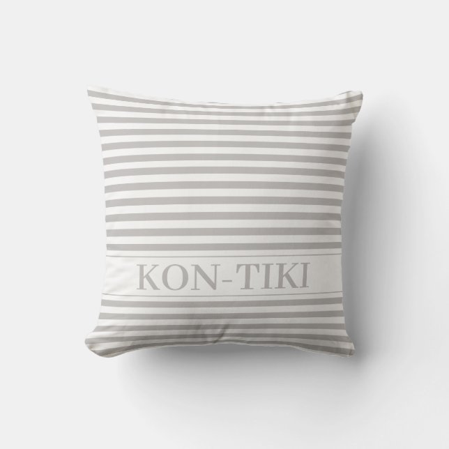 Taupe Stripes Nautical Boat Name. Kissen (Vorderseite)