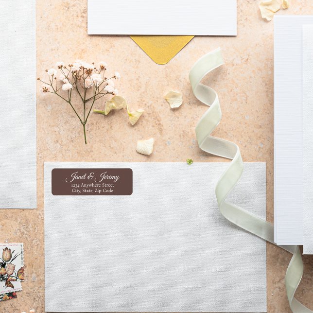 Taupe Stylized Names Wedding Rücksendeadresse (In Situ Wedding)