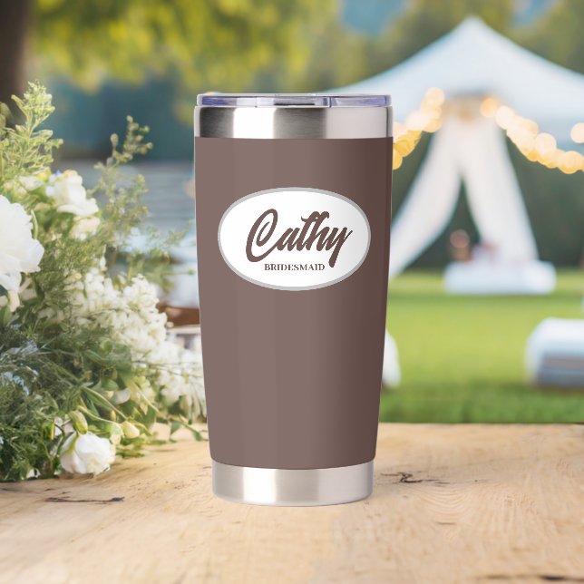 Taupe Stylized Wedding Bridesmaid Thermobecher (Hochzeit (gedreht))