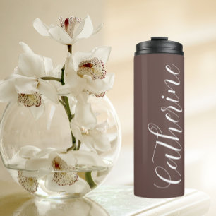 Taupe Stylized Wedding Bridesmaid Thermosbecher