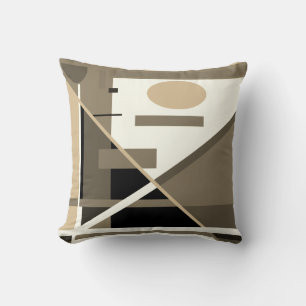 Taupe Tan Black Beige Geometric Abstrakt Art Motif Kissen
