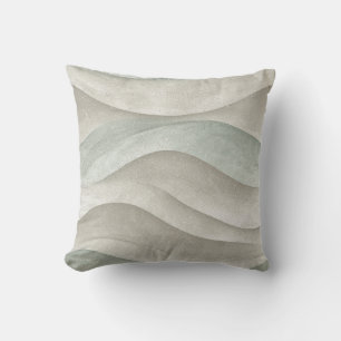 Taupe und blaue Wasserfarbenwellen Kissen