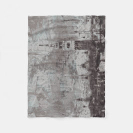 Taupe und Cyan Distressed Skyline Venice Italien Fleecedecke