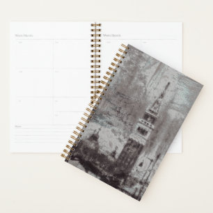 Taupe und Cyan Distressed Skyline Venice Italien Planer