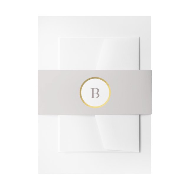 Taupe und Gold Foil Circle Mongram Wedding Einladungsbanderole (Vorderseite Beispiel)