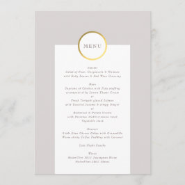 Taupe und Gold Foil Circle Mongram Wedding Menükarte