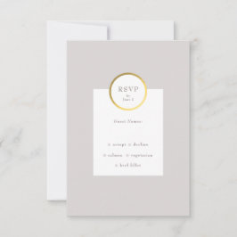 Taupe und Gold Foil Circle Mongram Wedding RSVP Karte