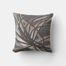 Taupe und Grau Abstrakte Ribbons Kissen