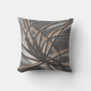 Taupe und Grau Abstrakte Ribbons Kissen