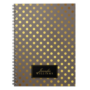 Taupe und Imitate Gold Foil Polka Dots Notizblock