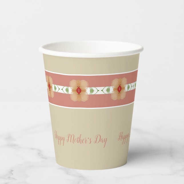 Taupe und Orange Pappbecher (Vorderseite)