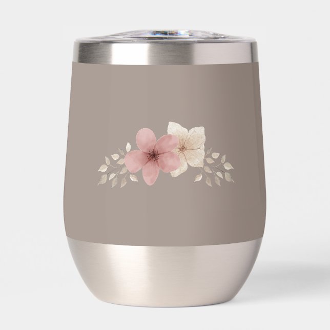 Taupe und rosa Blütenglas (Vorderseite)