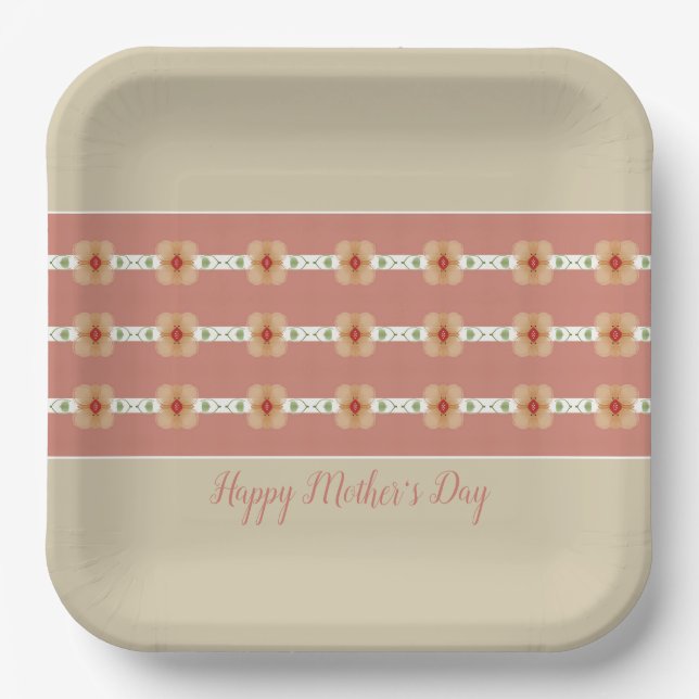 Taupe und rosa rosa Platz Pappteller (Vorderseite)